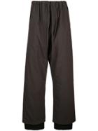 Y / Project Pinstripe Wide Leg Trousers - Brown