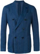 Lardini Striped Blazer, Men's, Size: 48, Blue, Cotton/linen/flax/polyester