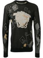 Versace Domino Foulard Jacquard Jumper, Men's, Size: 52, Black, Cotton/viscose