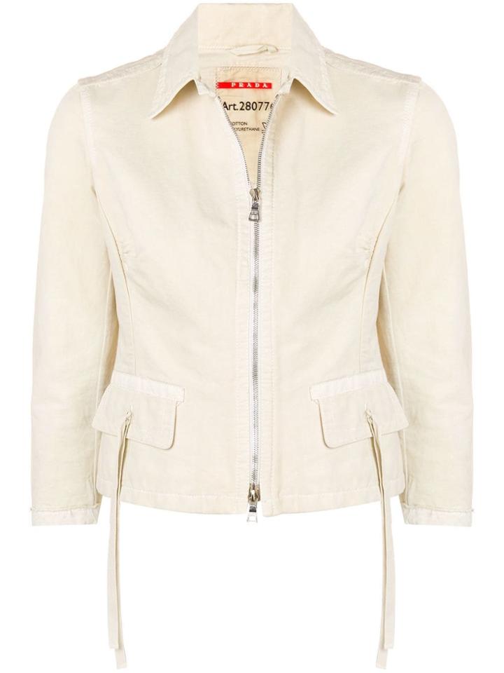 Prada Vintage 1990's Slim Zipped Jacket - Neutrals