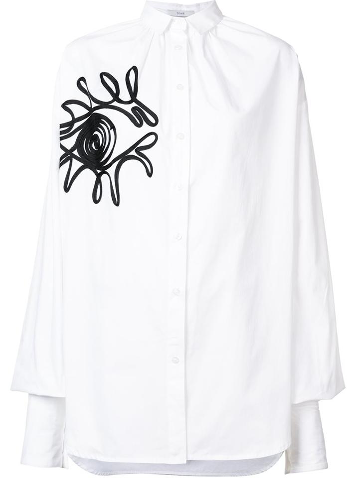 Tome Oversized Gathered Embroidered Shirt