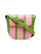 Wandler Pink Green Stripe Miles Leather Cross Body Bag