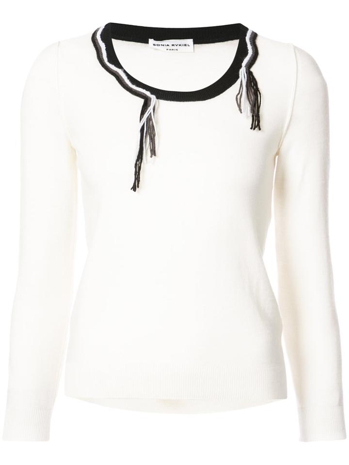 Sonia Rykiel Frayed Detail Sweater - White