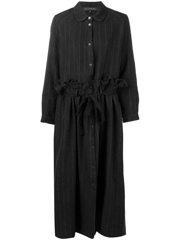 Miaoran Striped Shirt Dress - Black