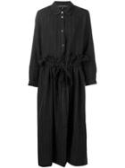 Miaoran Striped Shirt Dress - Black