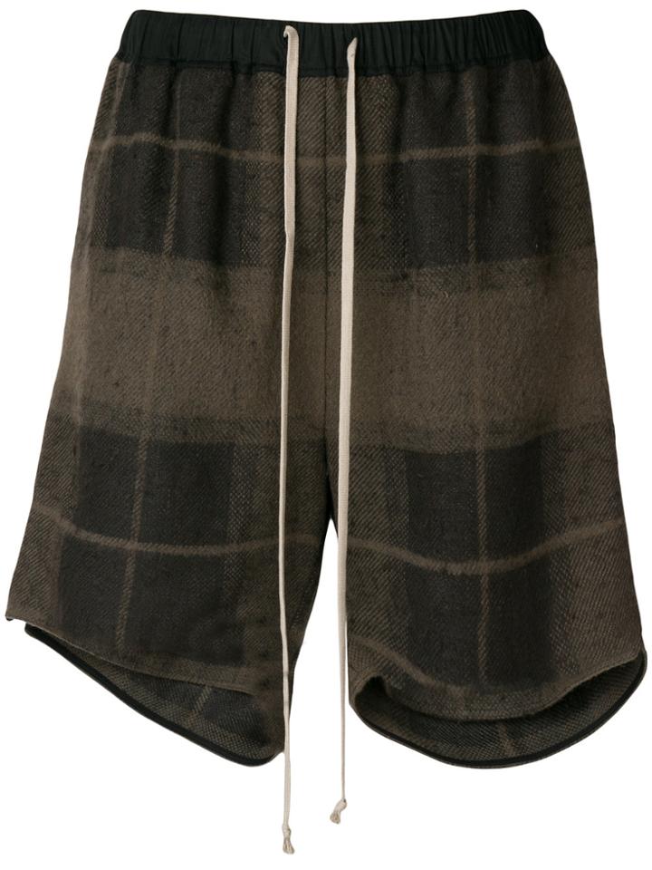 Rick Owens Drawstring Checked Shorts - Brown