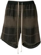 Rick Owens Drawstring Checked Shorts - Brown