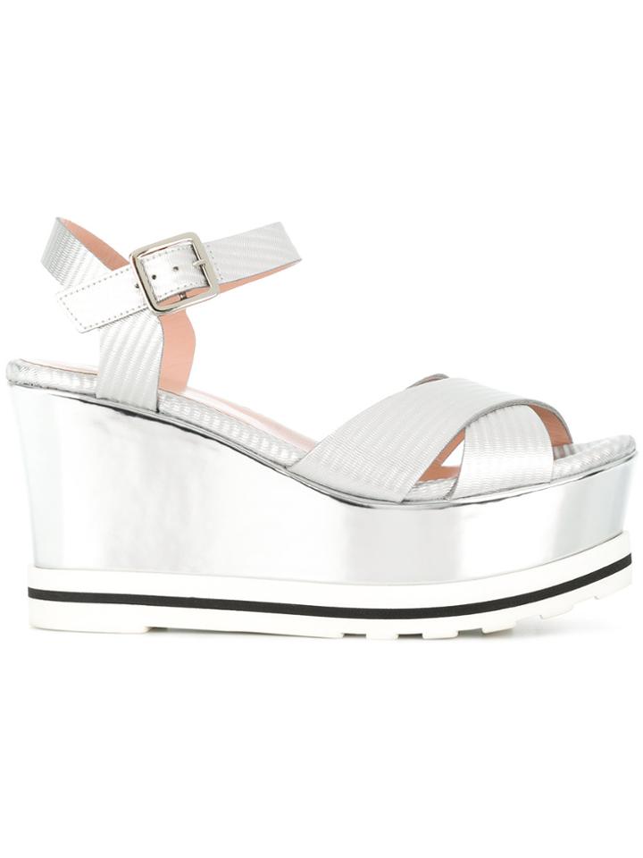 Pollini Wedged Sandals - Grey