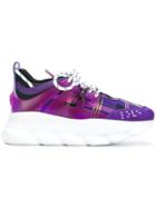 Versace Checked Lace-up Sneakers - Pink & Purple