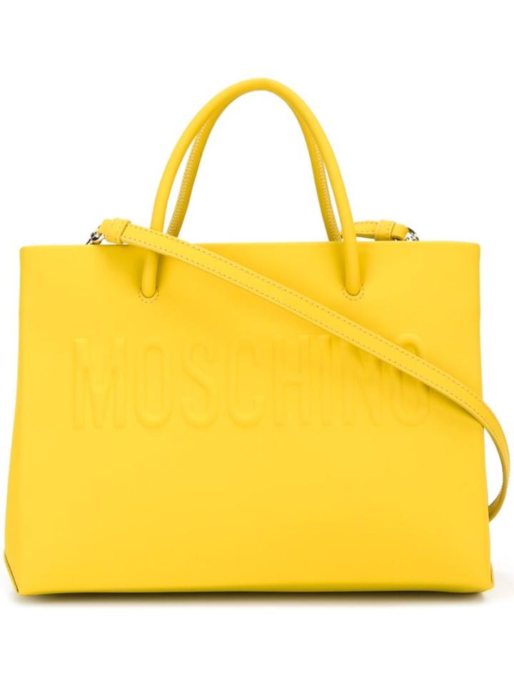 Moschino Embossed Logo Tote, Women's, Yellow/orange