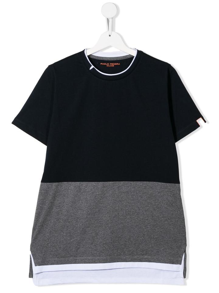 Paolo Pecora Kids Teen Colour Blocked T-shirt - Blue