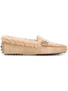 Tod's Gommini Shearling Loafers - Nude & Neutrals