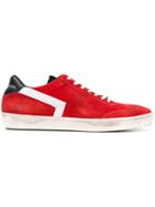 Leather Crown Lace-up Sneakers - Red