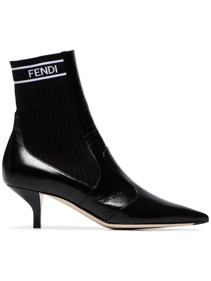 Fendi Black 45 Stretch Ankle Boots