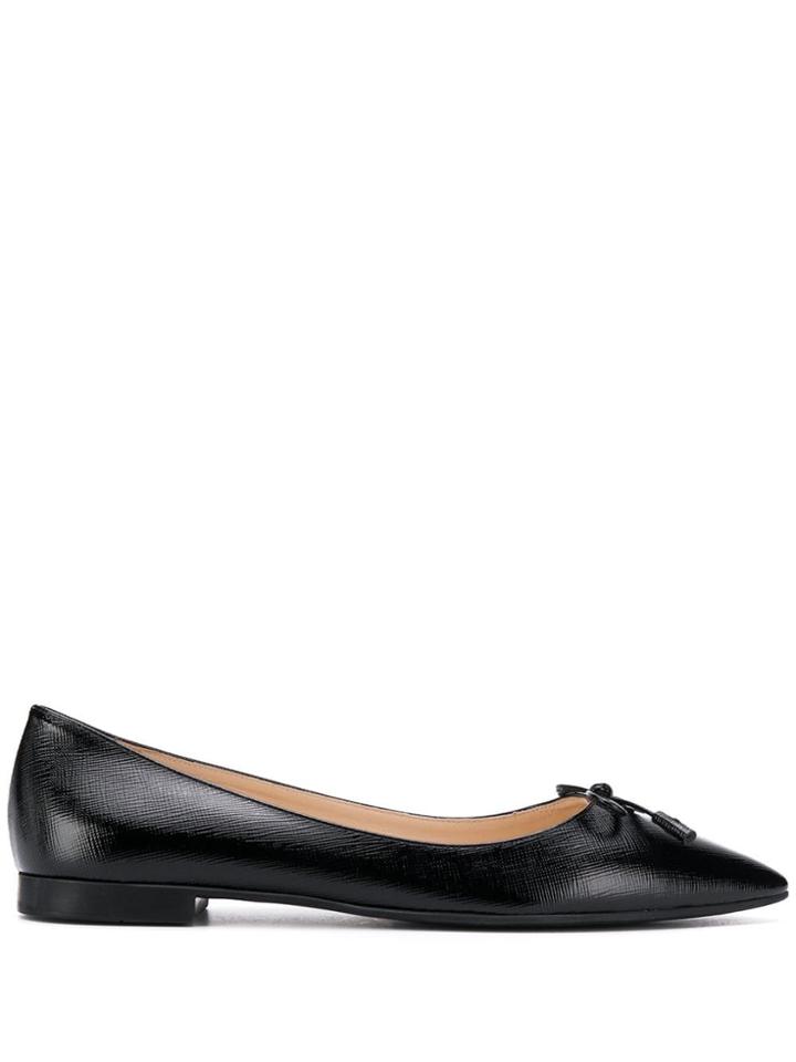 Prada Flat Pointed Toe Ballerinas - Black