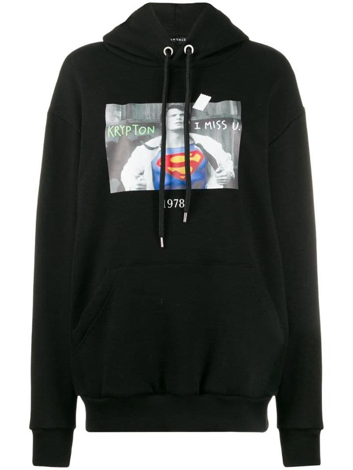 Throwback. Superman Print Hoodie - Black