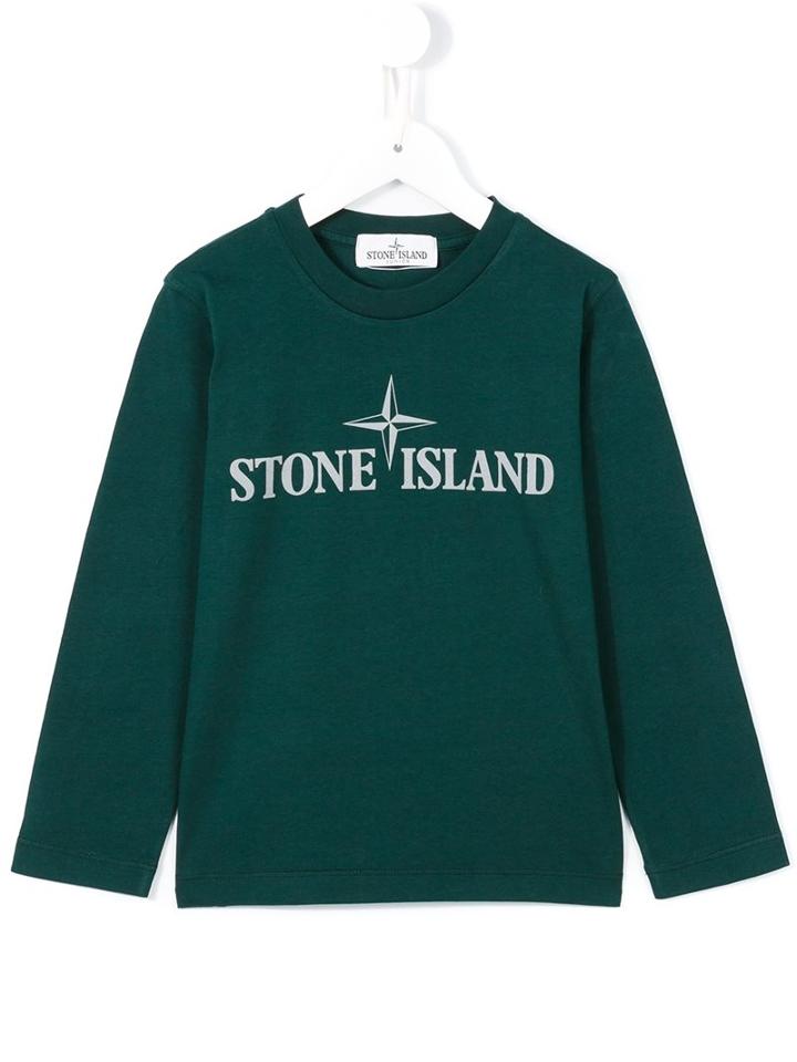 Stone Island Kids Logo Print T-shirt, Boy's, Size: 8 Yrs, Green