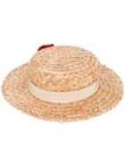 Eugenia Kim - Brigette Pom-pom Boater Hat - Women - Cotton/straw - One Size, Nude/neutrals, Cotton/straw