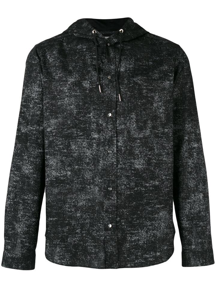 Dior Homme Drawstring Hood Buttoned Shirt, Men's, Size: 42, Black, Cotton