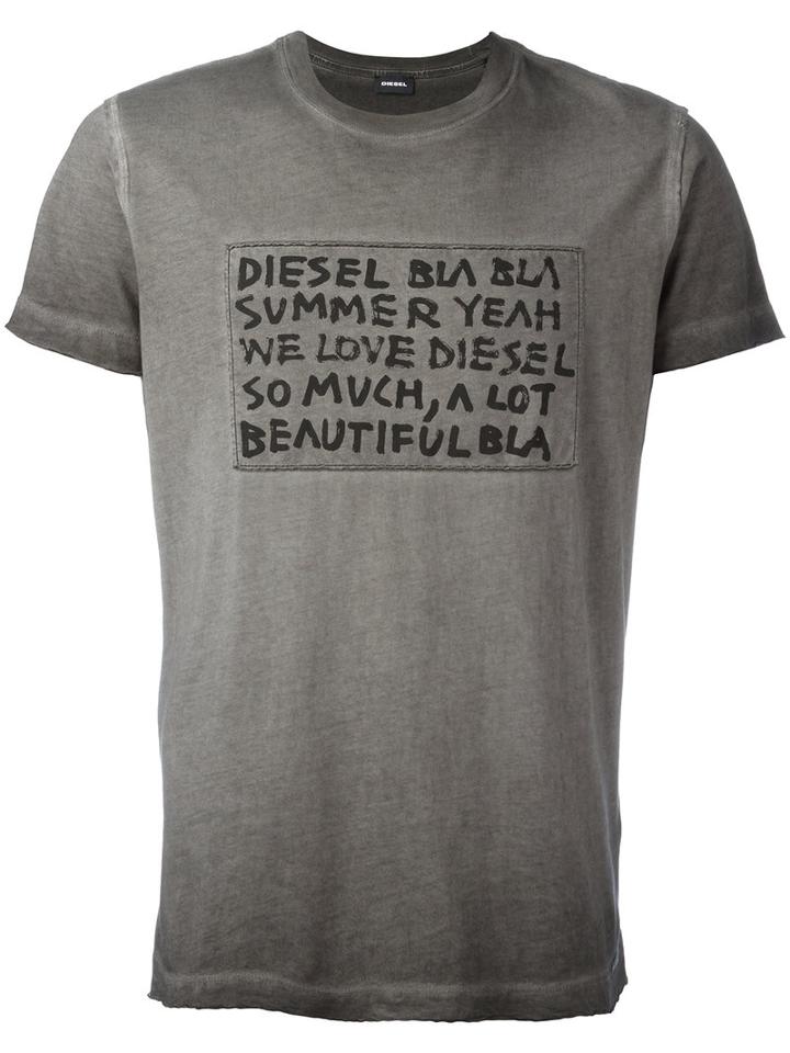 Diesel - Text Detail T-shirt - Men - Cotton - M, Grey, Cotton