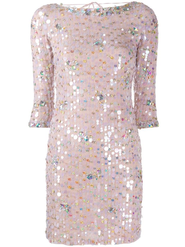 Blumarine Paillette Cocktail Dress - Pink