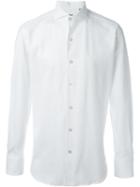 Canali Textured Button Down Shirt, Men's, Size: Small, White, Cotton