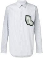 Comme Des Garçons Homme Plus Plus Patch Striped Shirt - Blue