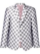 Thom Browne Patch Pocket Gingham Sack Sport Coat - Grey