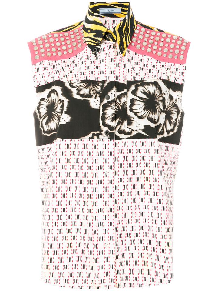 Prada Printed And Studded Shirt - Multicolour
