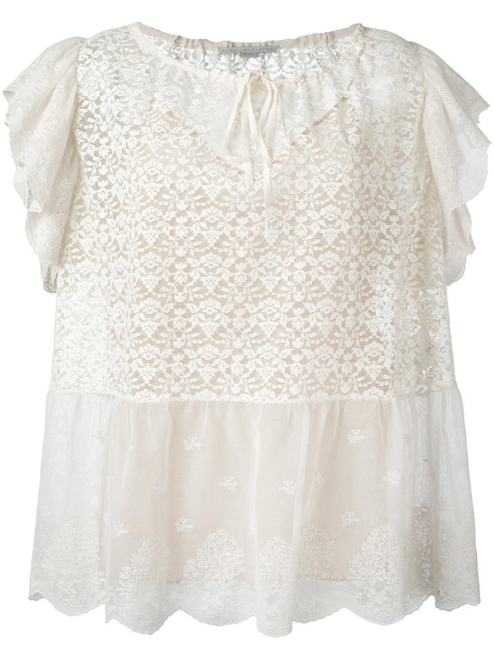 Stella Mccartney Ruffled Short Sleeve Top - White