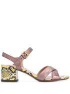 L'autre Chose Snake Skin Patterned Sandals - Yellow