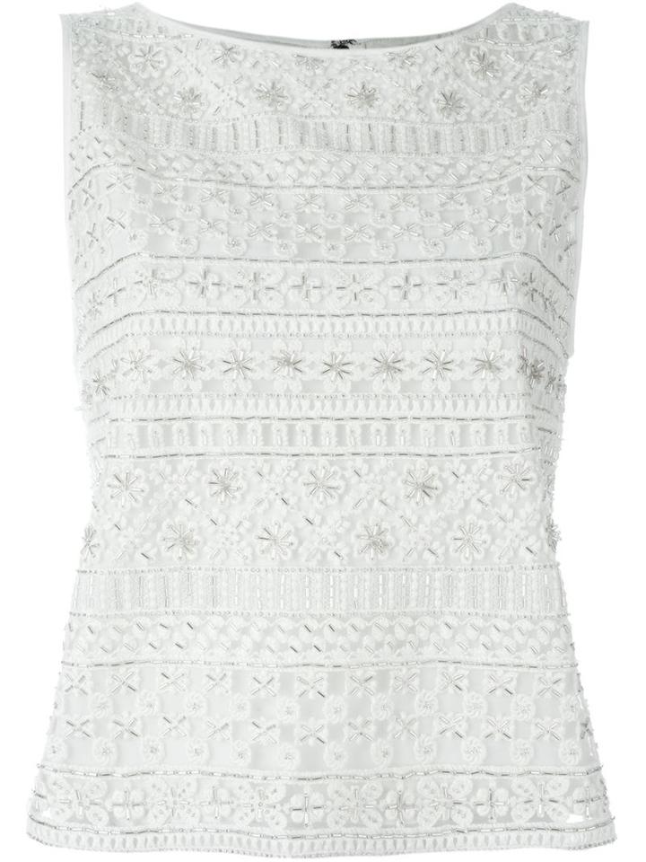 Alice+olivia 'amal' Embellished Boat Neck Lace Overlay Tank Top
