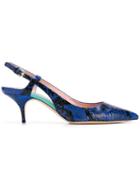 Emilio Pucci Blue Elaphe Slingback Pumps