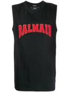 Balmain Logo Patch Tank Top - Black