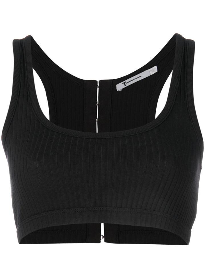 T By Alexander Wang Ribbed Cropped Top - Black