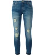 Michael Michael Kors Distressed Cropped Jeans, Women's, Size: 0, Blue, Cotton/spandex/elastane