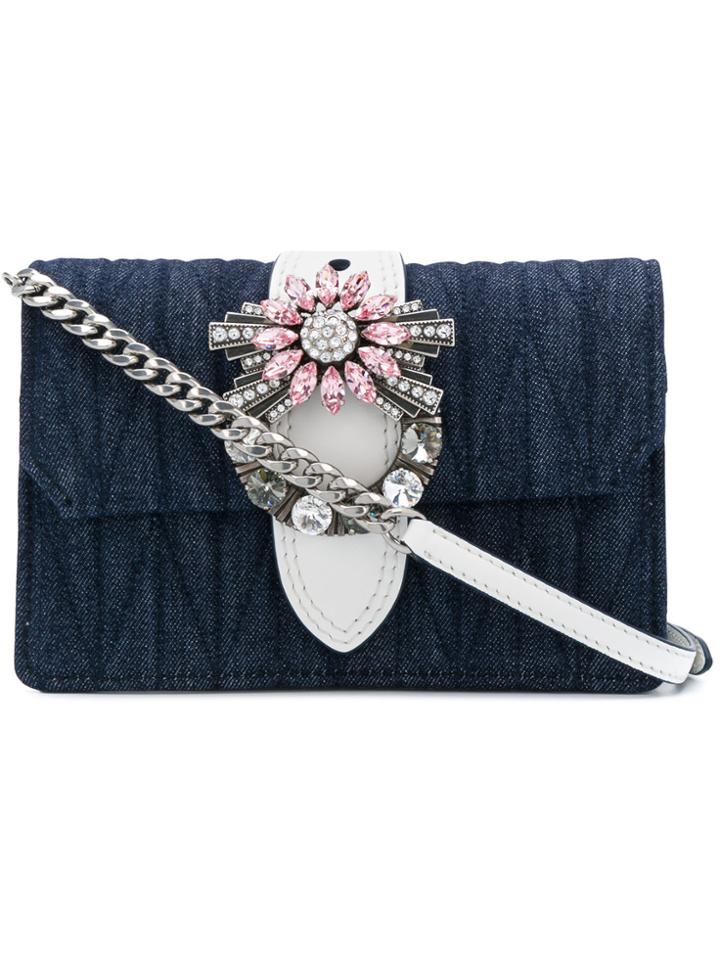 Miu Miu Embellished Shoulder Bag - Blue
