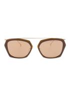 Issey Miyake Hexagon Frame Sunglasses - Brown