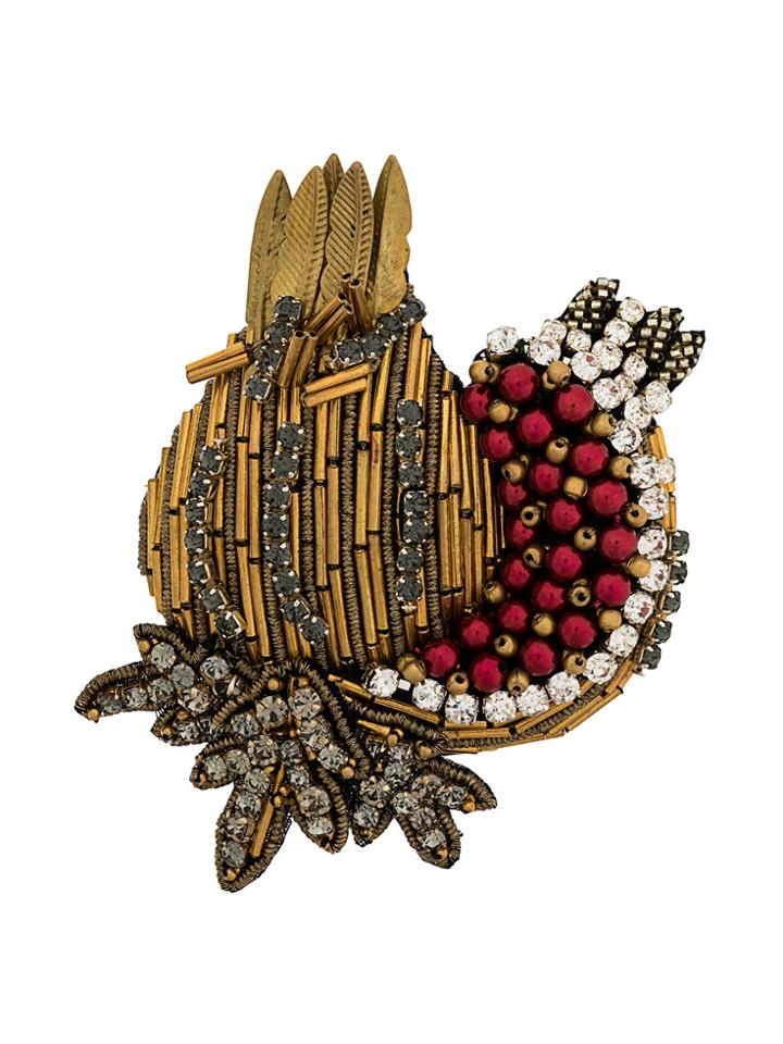 No21 Embellished Pin Badge - Metallic