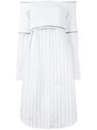 Dkny Off Shoulder Button Up Dress - White