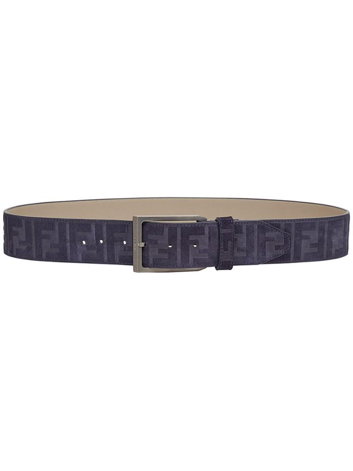 Fendi Logo Embossed Belt - Blue