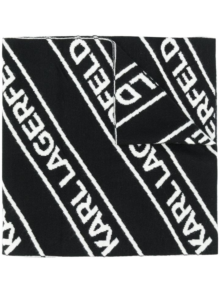 Karl Lagerfeld Logo Intarsia Scarf - Black