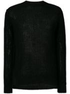 Attachment - Open Knit Jumper - Men - Cotton - V, Black, Cotton