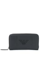 Emporio Armani Logo Print Zip-around Wallet - Black