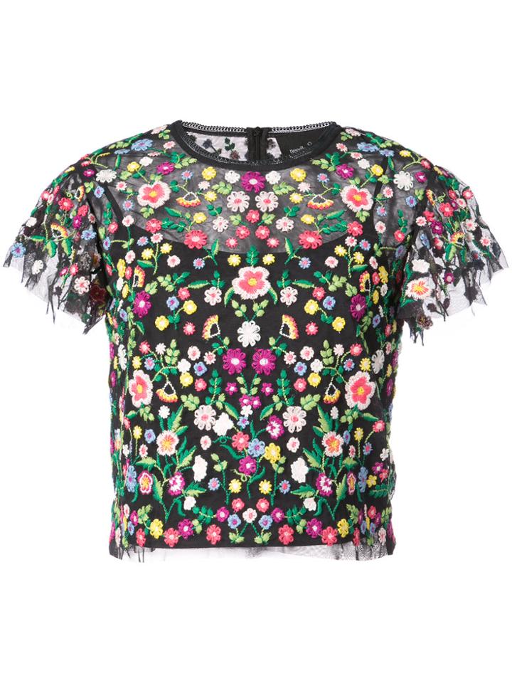 Needle & Thread Floral Cropped Top - Black