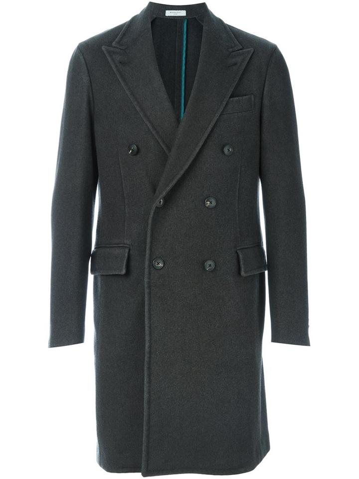 Boglioli Double Breasted Coat, Men's, Size: 54, Grey, Cupro/wool