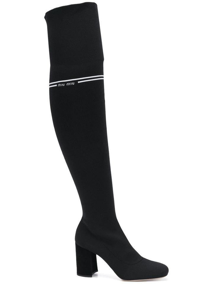 Miu Miu Over-the-knee Sock Boots - Black