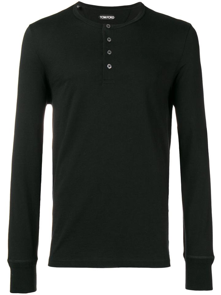 Tom Ford Front Button T-shirt - Black