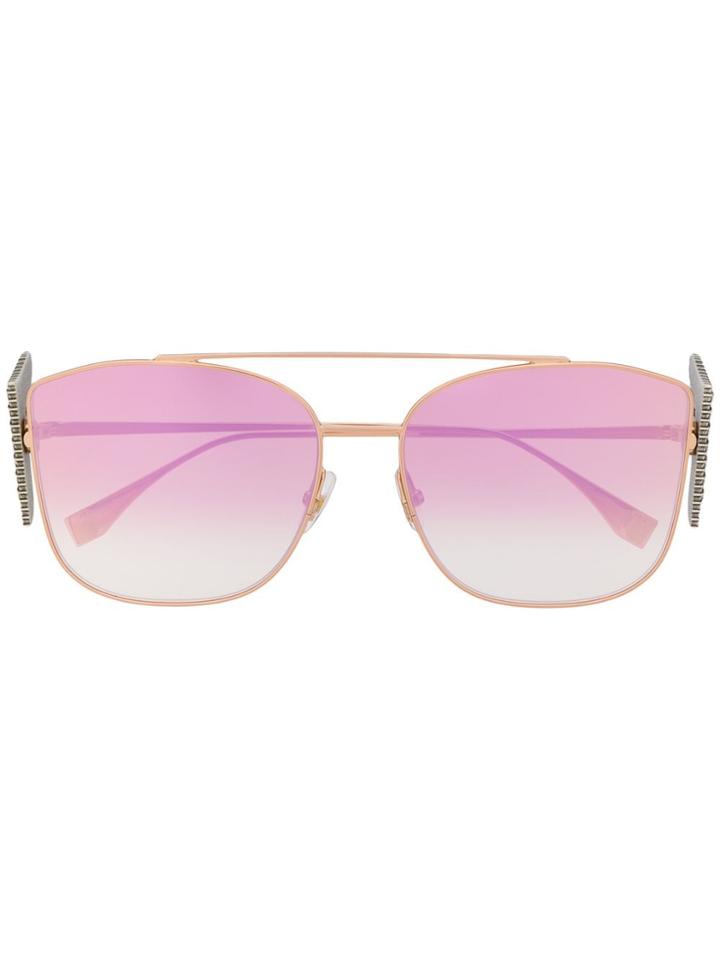 Fendi Eyewear Crystal-embellished Sunglasses - Gold