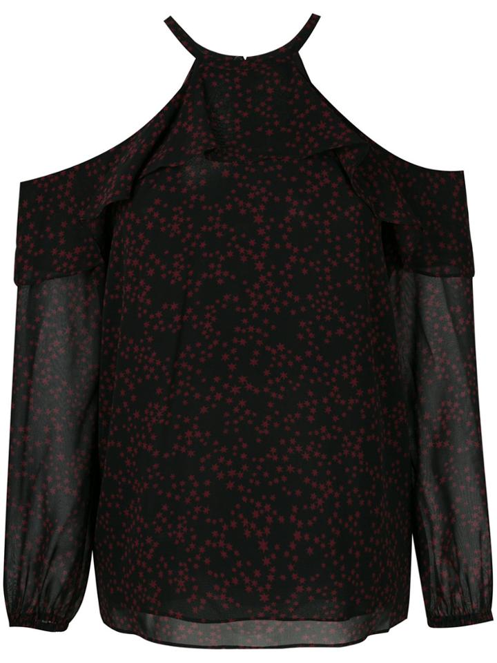 Michael Michael Kors Cold Shoulder Ruffle Blouse - Black